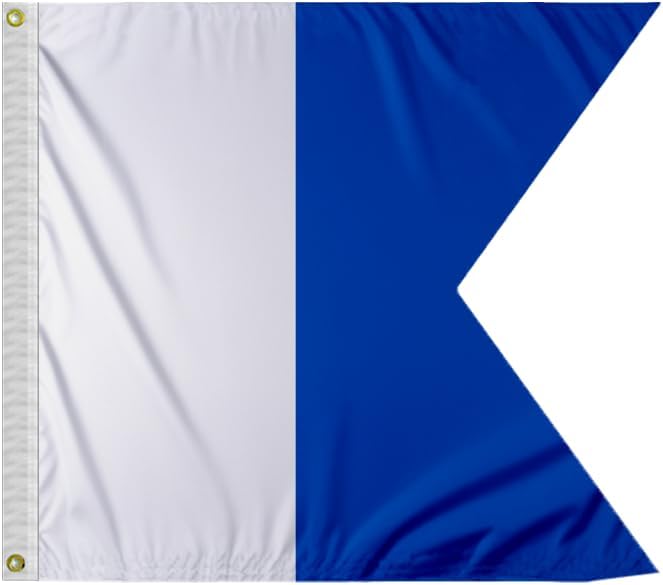 AGAS Alpha Code A Marine Signal 1x1.25 Ft Flag - Printed 200D Nylon - Canvas Header - Brass Grommets - Colorfast & Stitched Edges - Nautical Boat Flag - Naval Code Signal Flag.