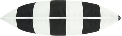 FUNHOME Outdoor Lumbar Pillows for Patio Furniture,12x20 Inch Decorative Pillows Set of 2 with Insert,Hidden Zipper Water Resistant Headrests for Sofa Couch Chair(Black White Stripe)