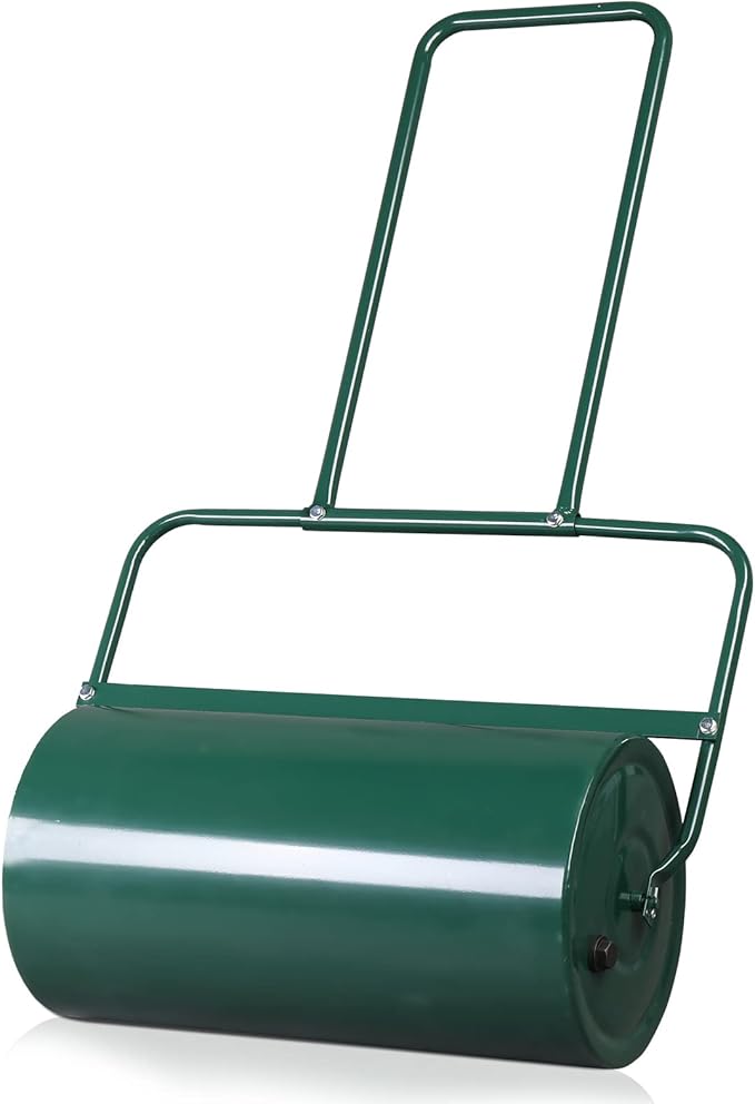 Outvita Lawn Roller, 13 Gallons Water and Sand Filled Garden Drum Roller with U Shaped Handle Tow beind Sod Roller for Planting, Seeding(Green)