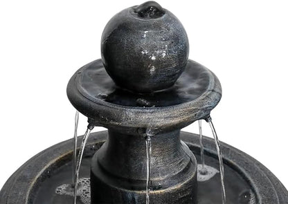 45.2“ High Outdoor Water Fountain, Concrete Outdoor Waterfall Fountain with Pump for Yard Garden Patio Backyard Deck Relaxation Decor - Black