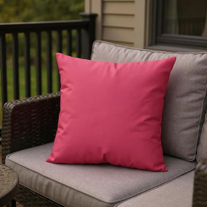 RSH DECOR: Sunbrella Square Throw Pillows Set of 4 | 20" x 20" | Water and Fade-Resistant Performance Fabric | Outdoor Pillow Covers with Down-Alternative Inserts | Made in USA (Canvas Hot Pink)
