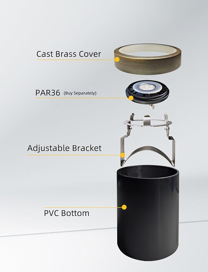 COLOER In-Ground Well Lights Large Size, LED Outdoor Low Voltage Pathway Lights, IP65 Waterproof Landscape Lighting,12-24 Volt 6W 2700K Warm White Ground Stake, 1-Pack with Bulb(302B)