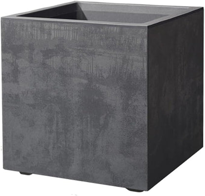 Deroma Millennium 10” Cube Planter | Light & Durable Plastic | Indoor or Outdoor Square Pot for Patio/Porch | Includes Water Reserve & Drain Plug | Trendy Planter for Plants, Flowers, Garden | Black