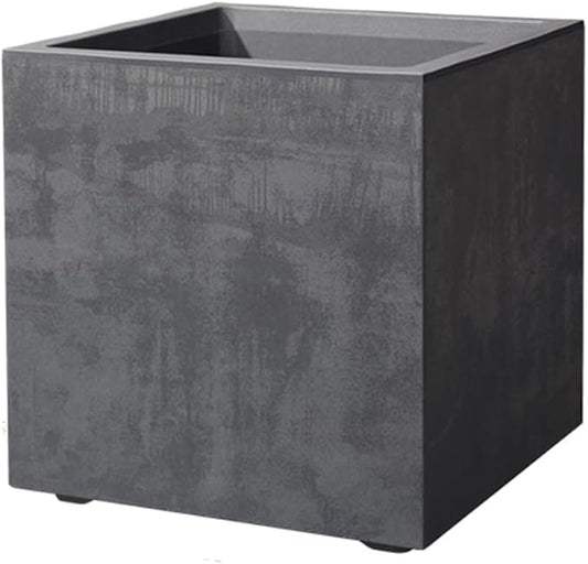 Deroma Millennium 15” Cube Planter | Light & Durable Plastic | Indoor or Outdoor Square Pot for Patio/Porch | Includes Water Reserve & Drain Plug | Trendy Planter for Plants, Flowers, Garden | Black