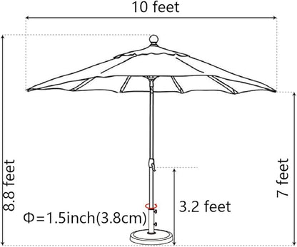 EliteShade USA 10-Year-Non-Fading 10Ft Market Umbrella Patio Umbrella Outdoor Table Umbrella with Ventilation, Navy Blue