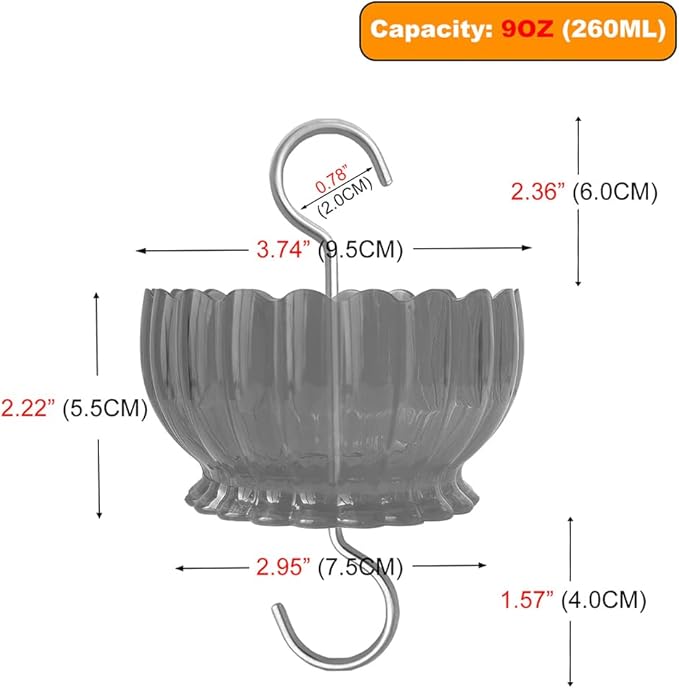 Extra Large Ant Moat for Hummingbird Feeder - Pack of 2PC x 9 OZ Capacity Insect Guard Red Daisy