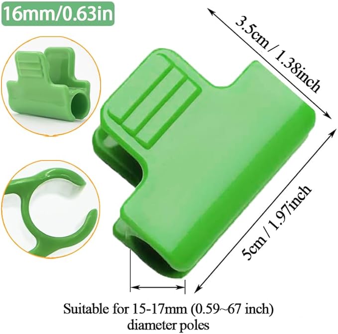 24pcs Greenhouse Clamps, Plant Clips, Garden Film Row Cover Netting Tunnel Hoop Clip for 15-17mm PVC Pole Tubes, Frame Shading Net Rod Clip Fix for Season Plant Extension Support (16mm)