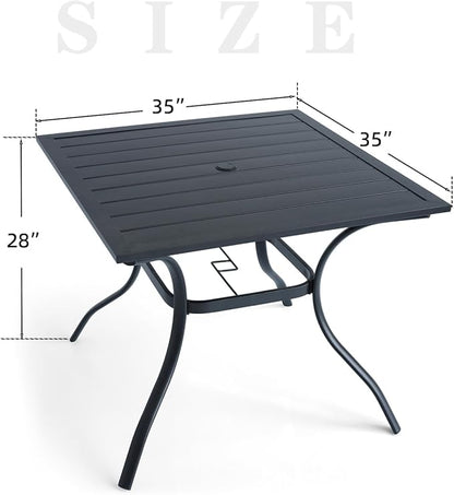 Outdoor Rattan Patio Chairs and Table Set for 4 with All-Weather 35 inch Square Table,Swivel Dining Chairs