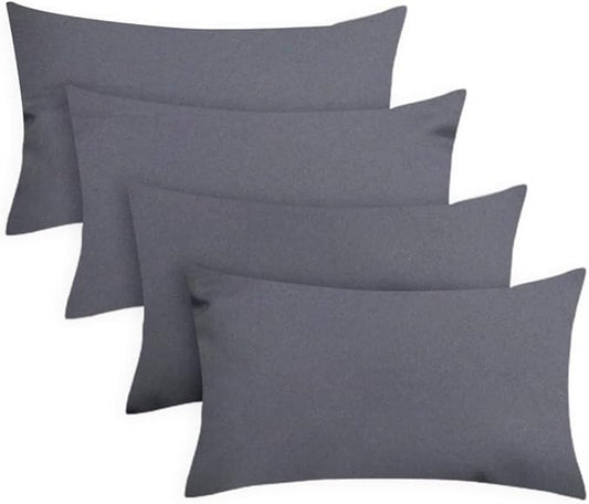 Covers & All Premium Square Throw Pillow Inserts with Covers Set of 4, 12 x 20 Inches Charcoal Gray, Decorative Cushions for Couch Sofa Home Decor Office Travel UV Resistant Waterproof Soft Cushions