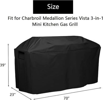 Grill Cover for Charbroil Medallion Series Vista 4 Burner Outdoor Kitchen Griddle, Waterproof Outdoor BBQ Grill Cover - 70 x 23 x 39 Inch