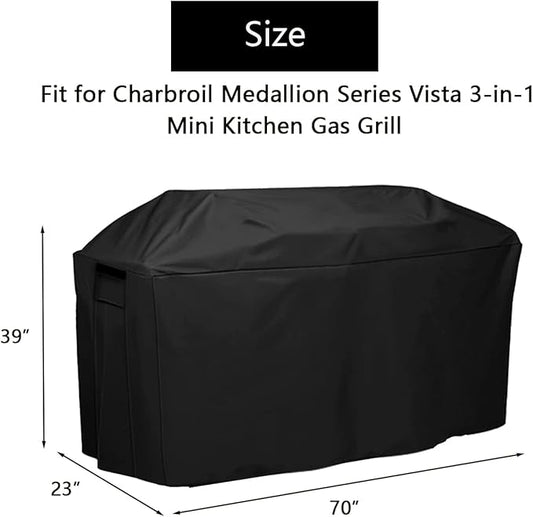 Grill Cover for Charbroil Medallion Series Vista 4 Burner Outdoor Kitchen Griddle, Waterproof Outdoor BBQ Grill Cover - 70 x 23 x 39 Inch