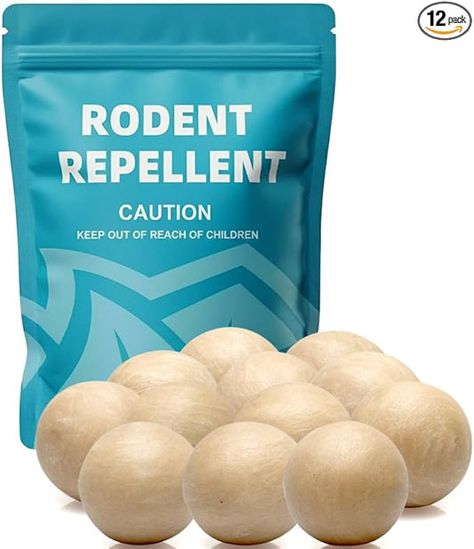 Rodent Repellent, Mouse Repellent, Mice Repellent Indoor, Rat Repellent, Mouse Deterrent for Car, Peppermint Balls for Mice, Keep Mice Out of Garage, Moth Balls for Outdoor Use-12Pcs