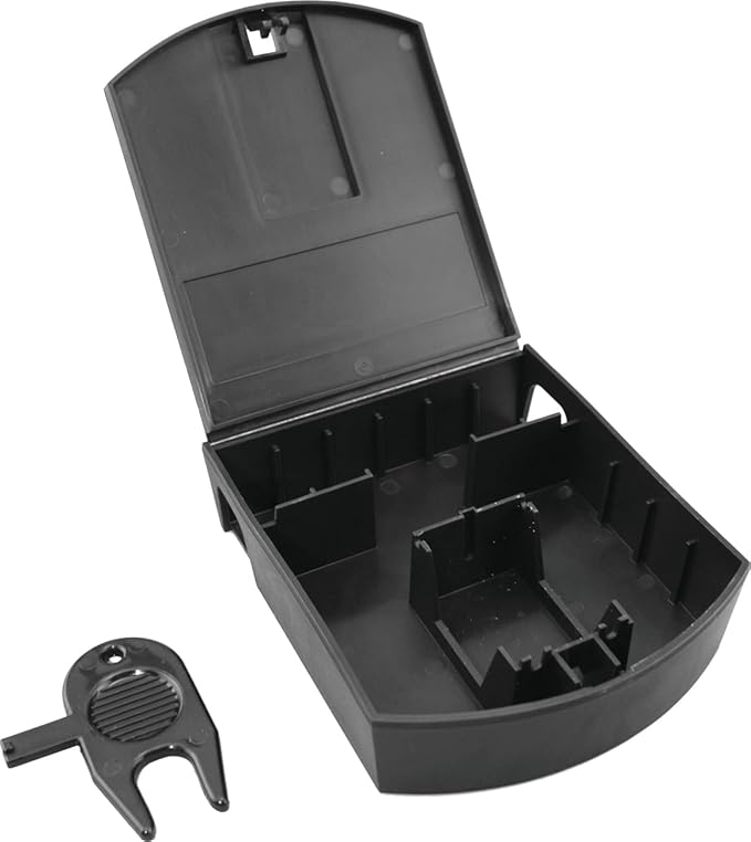 B&G – Mouse Station (6 Pack & 1 Key) - Durable, Discreet Low-Profile Bait Station with Universal Key – Tamper-Resistant