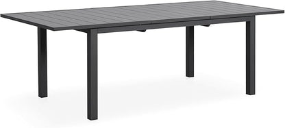 Aluminum Extendable Outdoor Dining Table, 68"-91.5" Adjustable Length Oversized Patio Table for 6-10 People, All-Weather Patio Dining Table with Adjustable Feet for Deck Balcony Garden, Grey