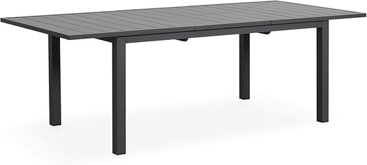 Aluminum Extendable Outdoor Dining Table, 68"-91.5" Adjustable Length Oversized Patio Table for 6-10 People, All-Weather Patio Dining Table with Adjustable Feet for Deck Balcony Garden, Grey