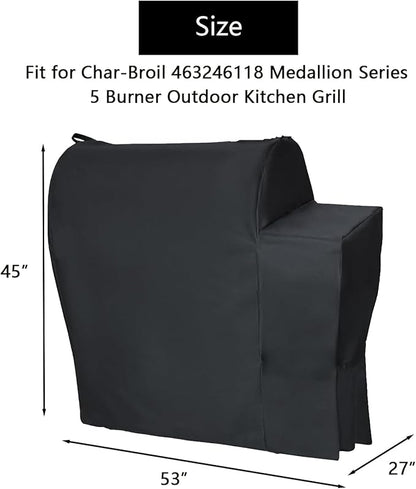 Outdoor Grill Cover for Charbroil Medallion Series Modular Outdoor Kitchen 5-Burner Grill, Waterproof BBQ Griddle Cover for Char Broil Model 463246118,Black