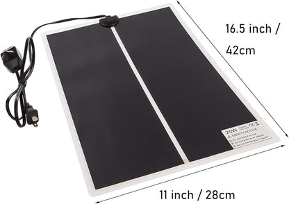 Reptile Heating Mat with Temperature Adjustment, Waterproof Reptile Heat Pad Under Tank Terrarium Heater for Amphibians, Small Animals, Seeding (20W - 16.5 x 11 in)