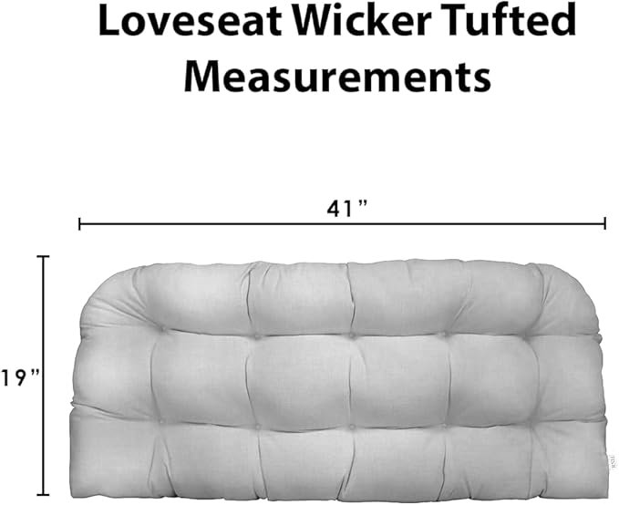 RSH DECOR: Sunbrella Tufted Wicker Loveseat Cushion | 41” x 19" | Water and Fade-Resistant Performance Fabric | Outdoor Settee Cushion for Patio Furniture | Canvas Spa