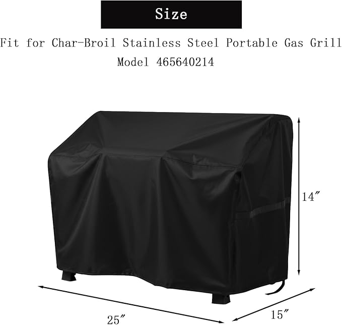 Outdoor Tabletop Grill Cover for Char Broil 200 Stainless Steel Portable Gas Grill, Waterproof Outdoor BBQ Table Top Grill Cover for Charbroil Model 465640214
