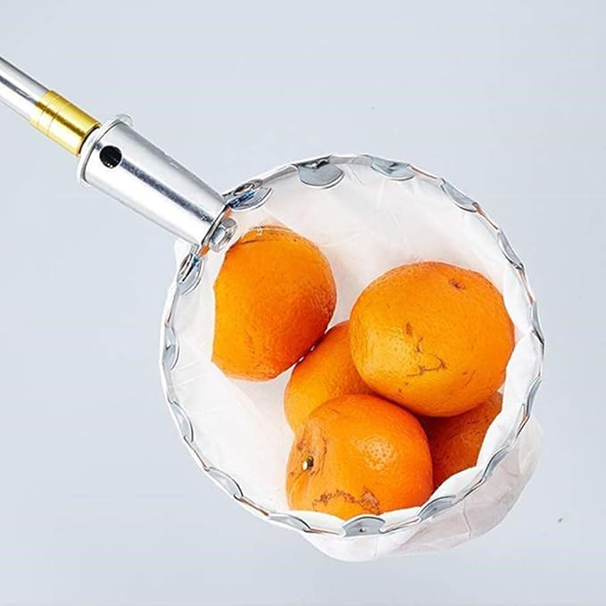 Fruit Picker Head Basket, Fruit Picking Tool with Basket, Orange Picker Pole Tool, Fruits Catcher Bag for Harvest Picking Citrus Pear Lemon Mango Tree Picker (16cm)
