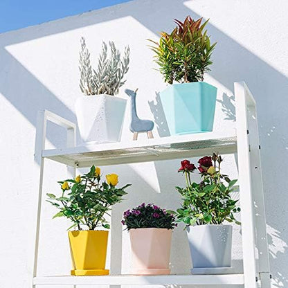 Cute Plant Pots Planters for Indoor Plants Planter Pots 7.6/6.5/5.1 Inch Set of 3 Outdoor Plant Pots with Drainage Holes and Saucers Flower Pots Outdoor Clearance (Earthen Yellow)