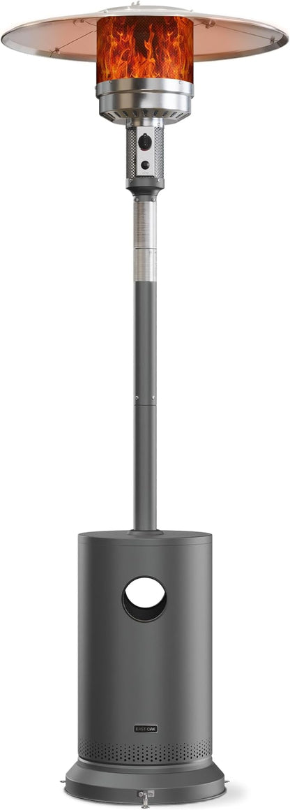 EAST OAK 50,000 BTU Patio Heater for Outdoor Use With Round Table Design, Double-Layer Stainless Steel Burner and Wheels, Outdoor Patio Heater for Home and Commercial, Gray, 31.9 x 31.9 x 86.6 inches