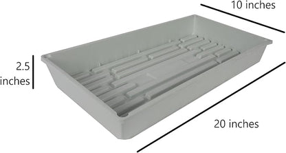 SUNPACK 10" x 20" Mega Plastic Seed Starting Tray, White, 2.5" (Pack of 10) - No Drainage Holes, Ideal for Greenhouses or Indoor Gardening - Made of Thick, Strong Plastic