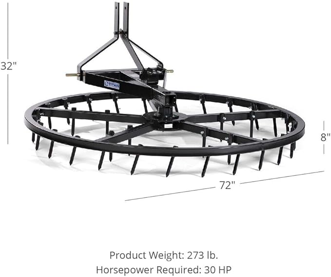 Titan Attachments Arena Spin Harrow Groomer 72" Cat 1 3 Point Quick Hitch HD