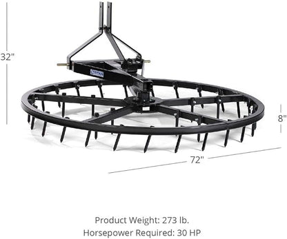 Titan Attachments Arena Spin Harrow Groomer 72" Cat 1 3 Point Quick Hitch HD