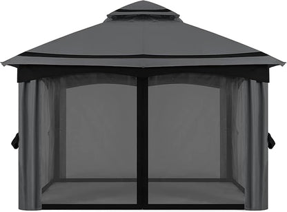 MASTERCANOPY 10x10FT Outdoor Patio Gazebo with Mosquito Netting for Backyard, Patio, Garden Dark Grey