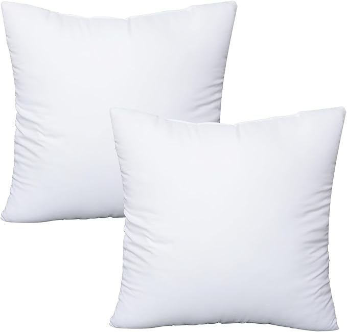 OKBA Throw Pillows Insert Set of 2, with 100% Cotton Cover, Bed and Couch - Indoor Hotel Decorative Pillows, 12x12 in White Pillows Inserts