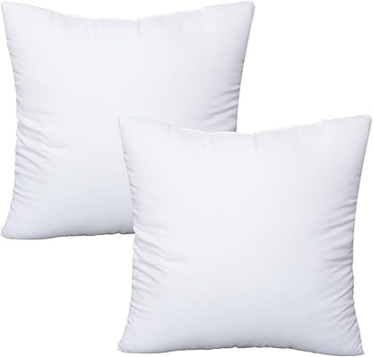 OKBA Throw Pillows Insert Set of 2, with 100% Cotton Cover, Bed and Couch - Indoor Hotel Decorative Pillows, 18x18in White Pillows Inserts
