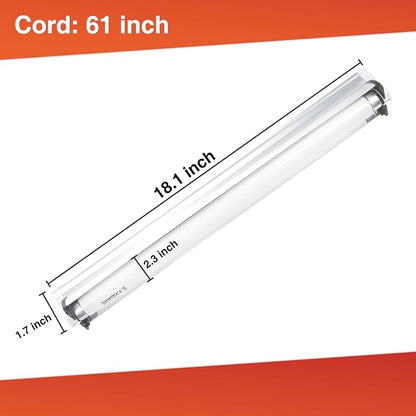 Hypool T8 Strip UVB UVA Reptile Lighting Fixture with 18-Inch 15 Watt UVB 10.0 Fluorescent Bulb Combo Kit, 10-Percent UVB Desert Pet Habitat Light for Reptiles Amphibian, 1 Pack, White