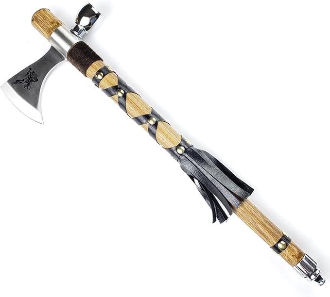 PS 19" Tomahawk Axe Hatchet with Pipe Function. for Camping, Home Decoration, Outdoor Sports Uses