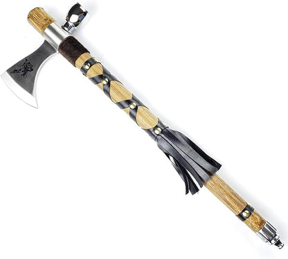 PS 19" Tomahawk Axe Hatchet with Pipe Function. for Camping, Home Decoration, Outdoor Sports Uses