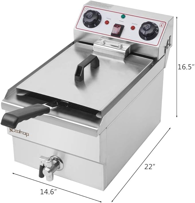 12.5QT/12L Electric Deep Fryer with Basket and Lid, 1700W Electric Fryer with Adjustable Temperature & Timer, Stainless Steel Countertop Oil Fryer for French Fries, Onion Rings, Donuts