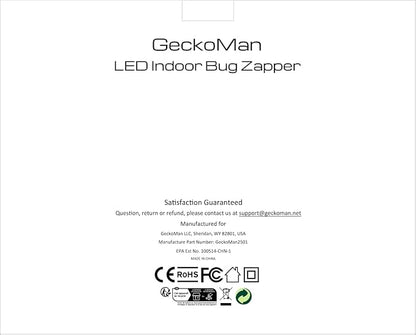 2-Pack GeckoMan LED Indoor Bug Zapper Indoor Fruit Fly Trap for Indoors Mosquito Zapper Fly Zapper, Energy-Saving Max-Attract Hybrid-Spectrum Tube • 10-Yr Life, Enhanced High-Volt Instant Kill