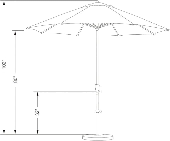 California Umbrella 9' Round Sunbrella Aluminum Outdoor Deck, Pool or Patio Umbrella, Crank Lift, Auto Tilt, Bronze Pole, Regatta