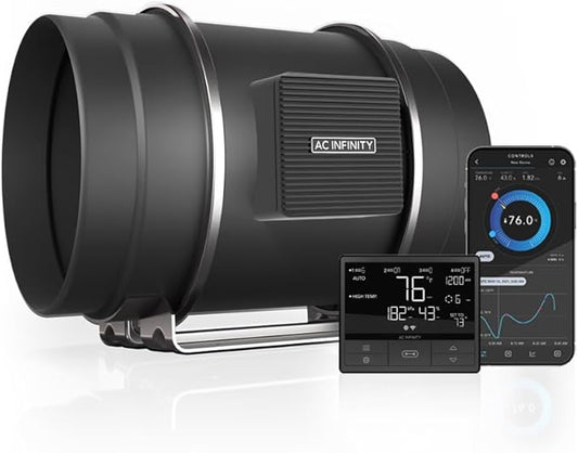 AC Infinity CLOUDLINE PRO T8, Quiet 8” Inline Duct Fan with Temperature Humidity VPD Controller, WiFi Integrated App Control - Ventilation Exhaust Fan for Heating Cooling, Grow Tents, Hydroponics