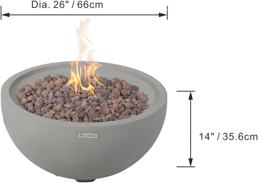 AMS Fireplace | Modeno | Nantucket | Firepit Table | Cover and Lava Rocks Included | (Fuel: Liquid Propane - Light Gray)