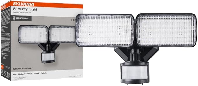 Sylvania 18W Security LED Light with Motion Sensor, Hardwired, 2000 LMS, Wet Rated, 5000K, Daylight - 1 Pack (66476)