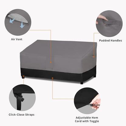 Easy-Going Waterproof Outdoor Couch Cover, Heavy Duty 3-Seater Patio Sofa Cover, Windproof Outdoor Furniture Cover with Air Vent （88Wx32.5Dx33H inch,Gray/Black