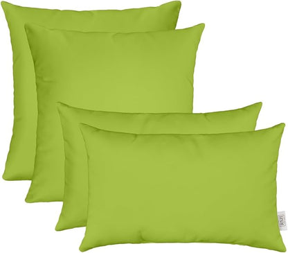 RSH DECOR: Sunbrella Lumbar & Square Pillows Set of 4 | 20" x 12" & 17" x 17" | Water and Fade-Resistant Performance Fabric | Outdoor Throw Pillows for Patio Furniture | Canvas Macaw