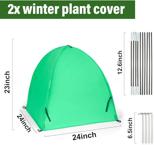 Winter Plant Covers for Freeze Protection, Large Frost Protection Cloth for Shrubs, Trees & Roses, Plant Warming Cloche for Frost & Cold Weather(24inch,2-Pack)