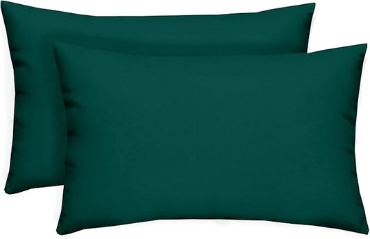 RSH DECOR: Lumbar Throw Pillows Set of 2 | 20” x 12" | All-Weather Spun Fabric | Water and Fade-Resistant | Outdoor Support Pillows for Patio Furniture | Peacock