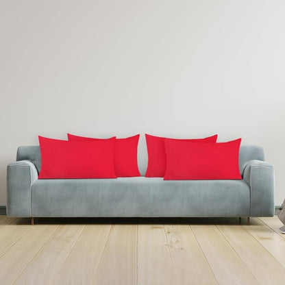Covers & All Premium Rectangle ThrowPillow Inserts with Covers Set of 4, 14 x 22 Inches Red, Decorative Cushions for Couch Sofa Home Decor Office Travel UV Resistant Waterproof Soft Cushions Pillows