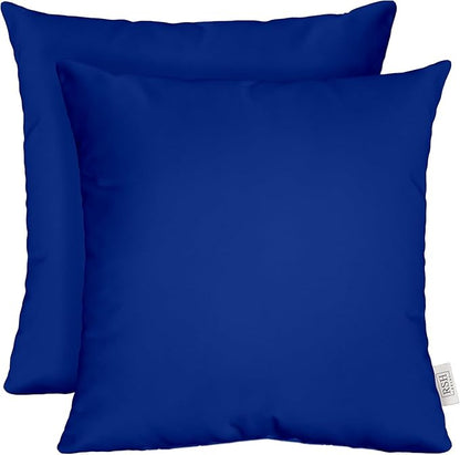 RSH DECOR: Sunbrella Square Throw Pillows Set of 2 | 20" x 20" | Water and Fade-Resistant Performance Fabric | Outdoor Pillow Covers with Down-Alternative Inserts | Made in USA (Canvas True Blue)