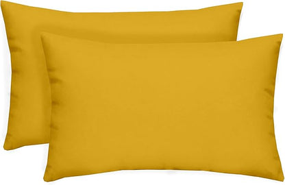 RSH DECOR: Lumbar Throw Pillows Set of 2 | 20” x 12" | All-Weather Spun Fabric | Water and Fade-Resistant | Outdoor Support Pillows for Patio Furniture | Yellow