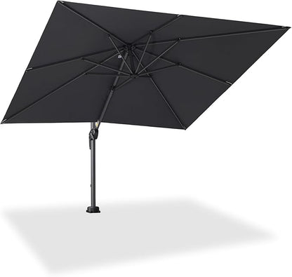 PURPLE LEAF 8' X 8' Patio Umbrella with In-ground Base for Pool 7' High Offset Outdoor Cantilever Umbrella Swimming Pool Umbrella with 360°Rotation for Poolside Grey