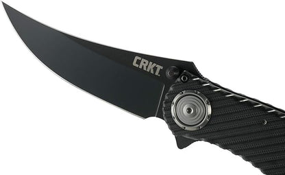CRKT Clever Girl Folding Pocket Knife: Heavy Duty Everyday Carry, Black Blade, Flipper Open, Deadbolt Button Lock, IKBS Ball Bearing Pivot, G10 Handle 2640